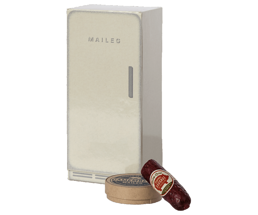 Maileg Litet Kylskåp till Möss med Ost och Korv - Hårdpapp