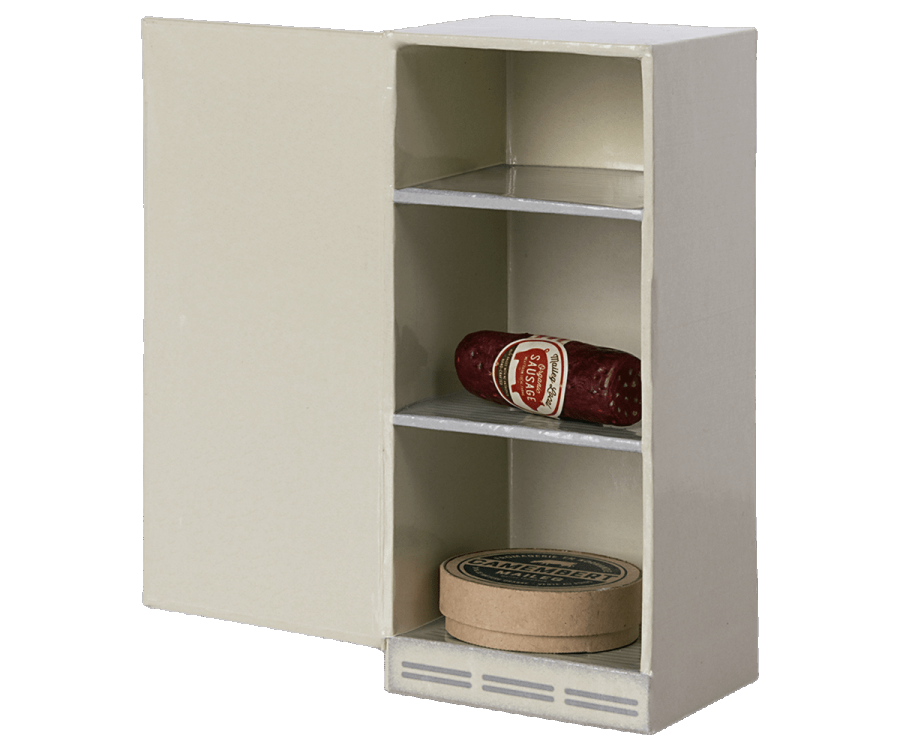 Maileg Litet Kylskåp till Möss med Ost och Korv - Hårdpapp