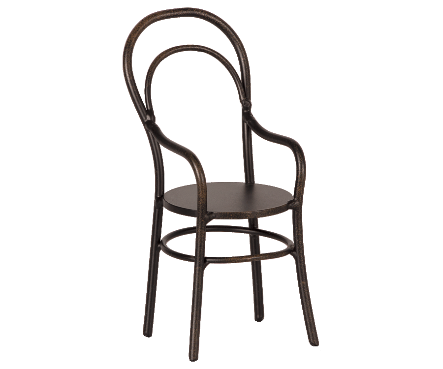 Maileg Stol i Svart Metall med Armstöd - Miniature Chair Vintage