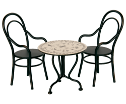 Maileg Stol i Svart Metall med Armstöd - Miniature Chair Vintage
