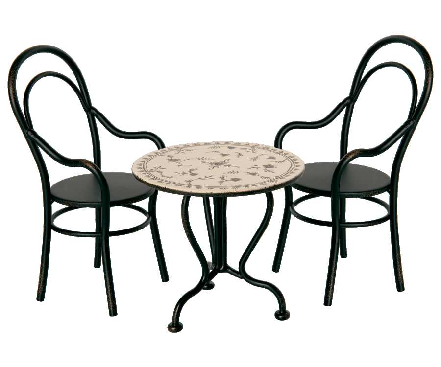 Maileg Stol i Svart Metall med Armstöd - Miniature Chair Vintage