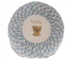 Maileg Rund Kudde Teddy Rutig Blå