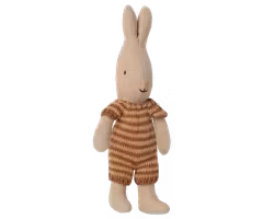 Maileg Kaninbebis Micro Rabbit Med Randig Sparkdräkt Brun