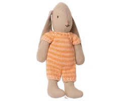 Maileg Kaninbebis Micro Bunny Med Randig Sparkdräkt Orange