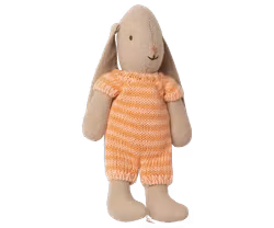 Maileg Kaninbebis Micro Bunny Med Randig Sparkdräkt Orange