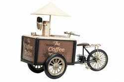 Vintage Kaffeshop Cykel Kaffevagn i Plåt Brun A Lot Decorations Dekoration till Barnrummet