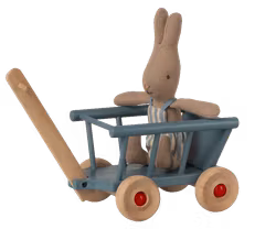 Maileg Skrinda i Trä Dragvagn - Blå