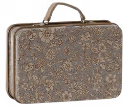 Maileg Resväska i Metall - Mönstrad Blommig Grå Blossom Grey