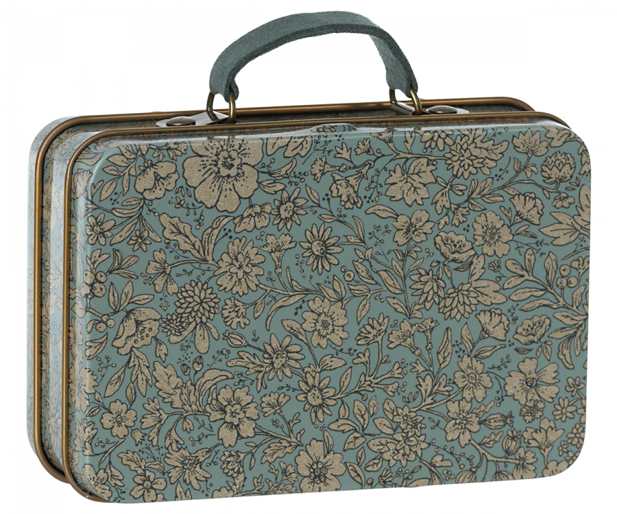 Maileg Resväska i Metall - Blommig Blå Blossom Blue