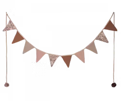 Maileg Vimpelgirlang i Tyg Dekoration Till Barnrummet Rosa Blommig Rose med Tofsar