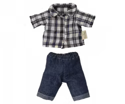 Maileg Kläder till Pappa Mus - Blå Rutig Skjorta och Jeans