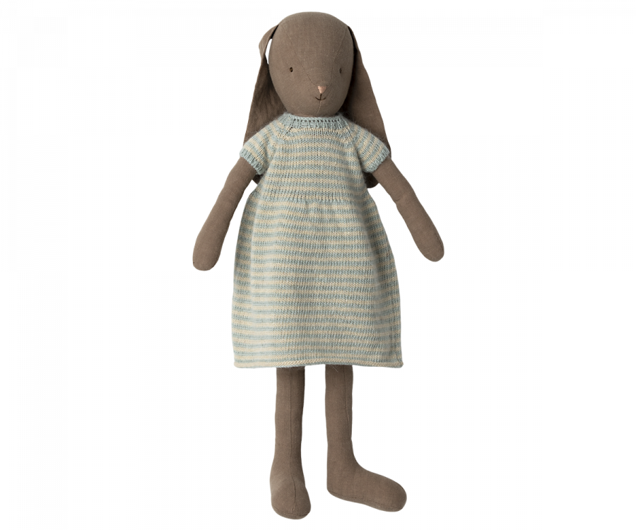 Maileg Kanin Strl 4 - Bunny med Blå Randig Stickad Klänning
