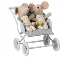 Maileg Stroller Sittvagn Baby Mus Mint Grön Blå