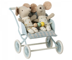 Maileg Stroller Sittvagn Baby Mus Mint Grön Blå