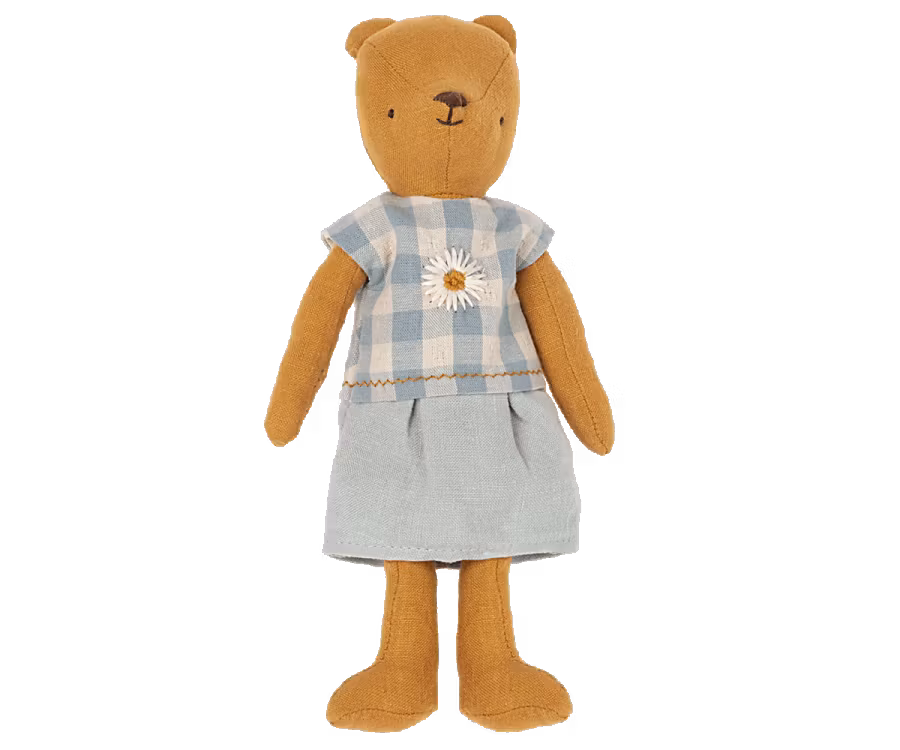 Maileg Klänning till Mamma Teddy - Rutig Blå