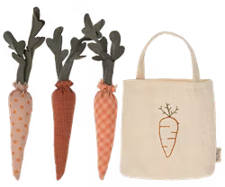 Maileg Morötter i Shoppingbag - Tygpåse och Morötter i Tyg