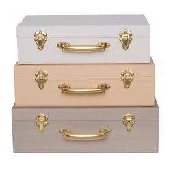 Förvaring Koffert Set om 3 Beige Rosa Vit - Resväska Leksaksförvaring Jabadabado