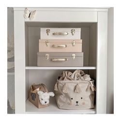 Förvaring Koffert Set om 3 Beige Rosa Vit - Resväska Leksaksförvaring Jabadabado