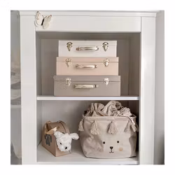 Förvaring Koffert Set om 3 Beige Rosa Vit - Resväska Leksaksförvaring Jabadabado