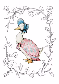 Jemima Puddle Duck med Fin Ram - Pelle Kanin Anka med Sjalett Dubbelvikt Kort Stort