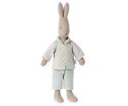 Maileg Kanin Storlek 1 - Rabbit med Mönstrad Blå Pyjamas