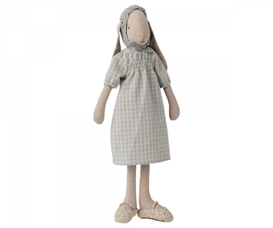 Maileg Kanin Strl 3 - Bunny med Blå Rutig Klänning och Hätta