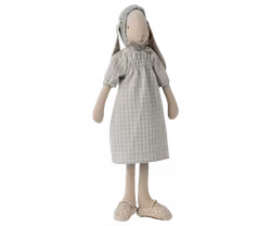 Maileg Kanin Strl 3 - Bunny med Blå Rutig Klänning och Hätta