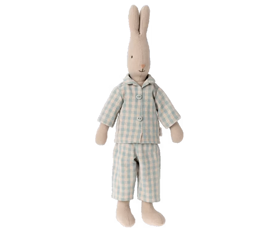 Maileg Kanin Storlek 2 - Rabbit med Blå Rutig Pyjamas