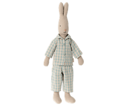 Maileg Kanin Storlek 2 - Rabbit med Blå Rutig Pyjamas