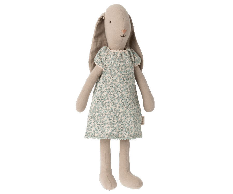 Maileg Kanin Storlek 2 - Bunny med Blå Blommigt Nattlinne