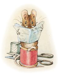 Mus Som Läser Tidningen - Pelle Kanin Dubbelvikt kort Litet ( Passar Fint som Tavla i Dockskåpet )