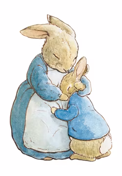 Kram Mamma Kanin - Pelle Kanin Dubbelvikt Kort Litet ( Passar Fint som Tavla i Dockskåpet )