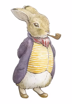 Pappa Kanin med Pipa - Pelle Kanin Dubbelvikt Kort Litet ( Passar Fint som Tavla i Dockskåpet )