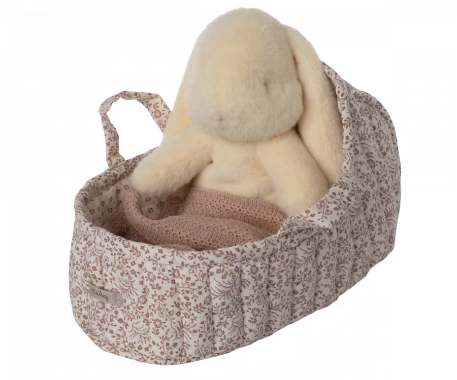 Maileg Carrycot Liggdel Large - Blommig Offwhite med Kudde och Filt