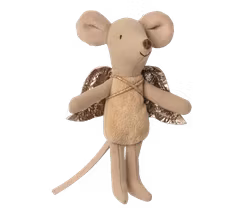 Maileg Älva Lillasyster Mus med Guldvingar - Beige
