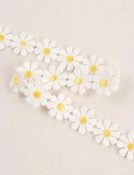 Band med Vita Blommor - Bomullsband 180 cm
