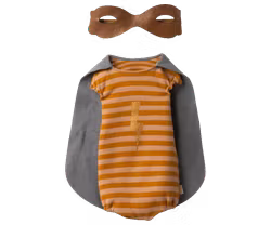 Maileg Superhjälte Maxi Mus Gul Randig Flicka med Mantel och Mask