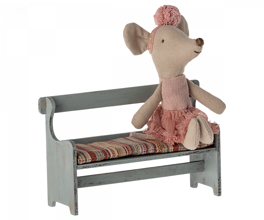 Maileg Bänk med Sittdyna - Vintage Blå Sittbänk
