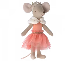 Maileg Prinsessa Storasyster Mus med Krona- Starkt Rosa Cerise