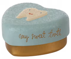 Maileg Tandask Hjärta Ljusblå Guld - My Sweet Tooth Mint Blå