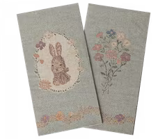 Maileg Servetter Gröna med Kanin - Lapin De Paques Rosa Rosett på Kanin