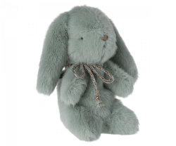 Maileg Liten Kanin i Plysch med Rosett Blå - Mint Bunny Mini