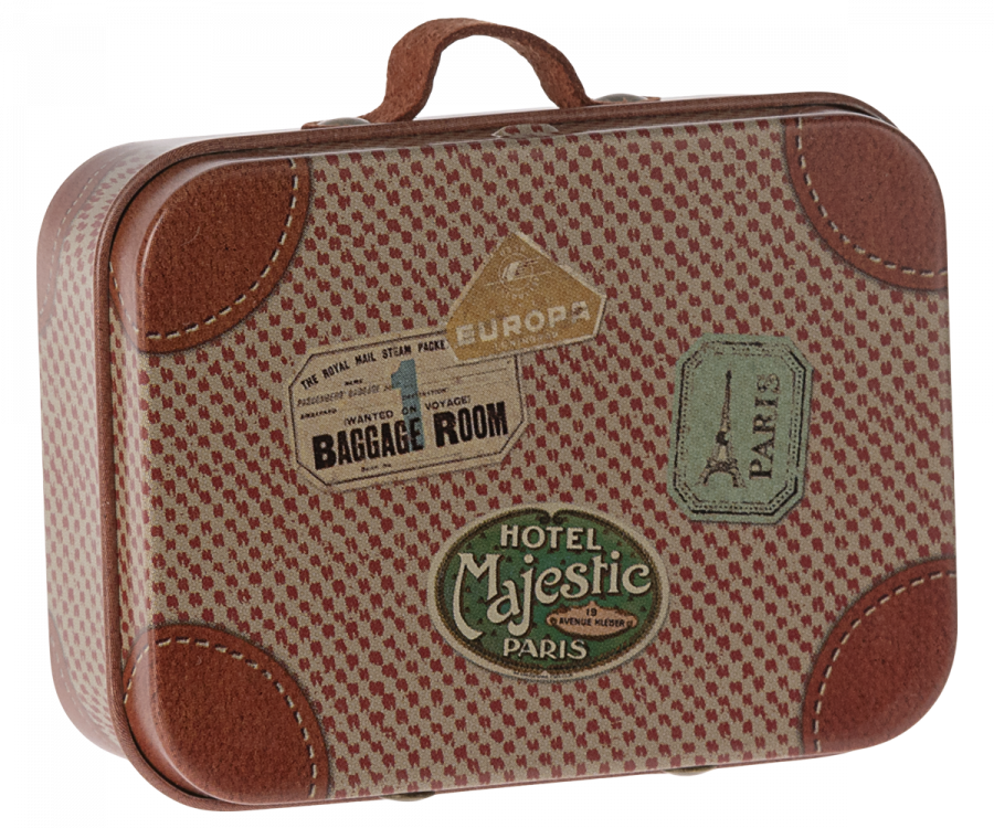 Maileg Liten Resväska i Metall - Vintage Röd Rose