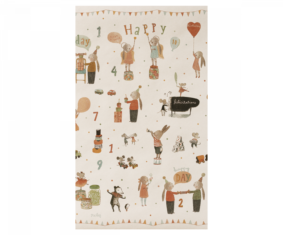 Maileg Presentpapper Mönstrat Födelsedag 10 m - Happy Day