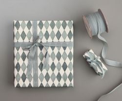Maileg Presentpapper Mönstrat Blått Rutigt 10 m - Harlequin Blå