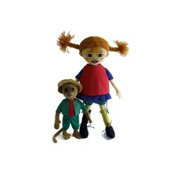 Pippi Långstrump och Herr Nilsson - Set Mjuka dockor Mjukisdjur Docka