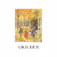 Vykort Månadskort Oktober Elsa Beskow