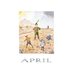 Vykort Månadskort April Elsa Beskow