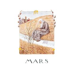 Vykort Månadskort Mars Elsa Beskow