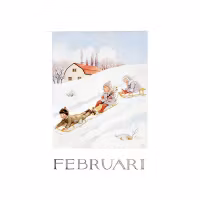 Vykort Månadskort Februari Elsa Beskow